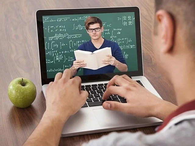 Student attends an online mathematics lesson with a tutor
