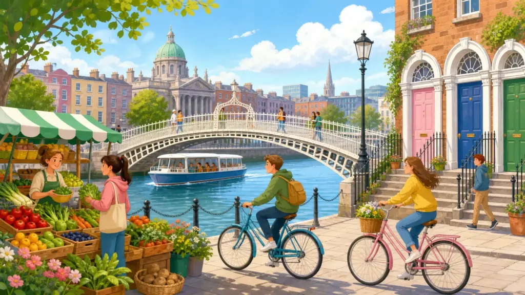 Dublin landmarks, active residents and a fresh food market