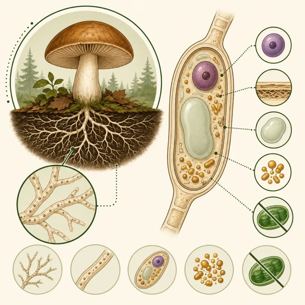 Грибная клетка, гифы и мицелий