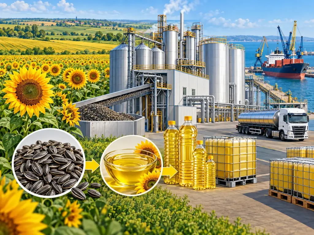 Переработка подсолнечника в масло и экспорт готовой продукции