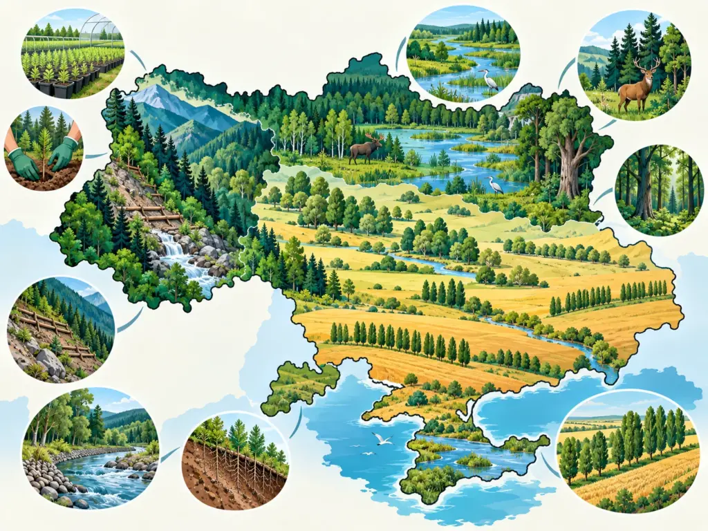 Леса Карпат и Полесья и их защитные функции