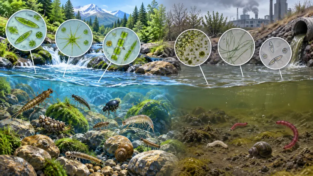 Организмы-индикаторы в чистом и загрязнённом водоёме